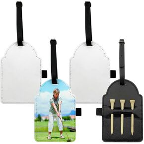 BAOZOON Sublimation Blank Golf Tee Holders with Golf Tees, Potable PU Leather Golf Ball Tag Storage Bag DIY Heat Transfer Golf Tee Pouch with Belt Clip