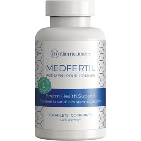 Medfertil for Men Dietary Supplement (90 ct) with L-Carnitine, Vitamin C, E, B12, Folate, Zinc, Selenium, and Co-Q10 / Once a Day Tablet/ 3 Month Supply/Elan Healthcare