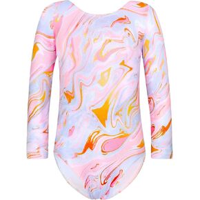 Snowheart Girls Gymnastics Leotards One Piece Sparkle Multicolor Long Sleeve Quick Dry Unitards for Tumbling
