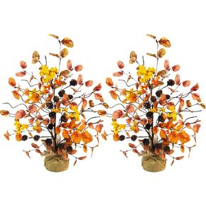 2 Pak Artificial Fall Table Tree 22.5 Inch Faux Fall Tree with Sunflower Fall Decorations for Home Kitchen Room Wedding Office Party Thanksgiving Centerpiece Indoor
