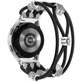 Beaded Bracelet Compatible for Samsung Galaxy Watch 6/5/4/Active 2 40mm 44mm/Watch 6 Classic 43mm 47mm/Watch 5 Pro 45mm/Watch 4 Classic 42mm 46mm, 20mm Boho Stretchy Strap for Women
