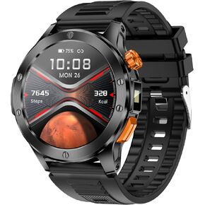 Tinwoo Smart Watch for Men(Answer/Make Calls) with LED Flashlight 1.39" HD Screen,300+ Watch Faces,Heart Rate,SpO2,100+ Sports Modes,IP68 Waterproof,Smartwatch for Android iOS (Black)
