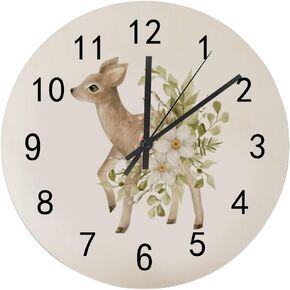 Wood Wall Clock for Living Room Decor Cute Cartoon Yellow Duck 11.8 Inch Silent Non-Ticking Hanging Round Desk Clocks Battery Operated Easy to Read Bathroom Kitchen Office