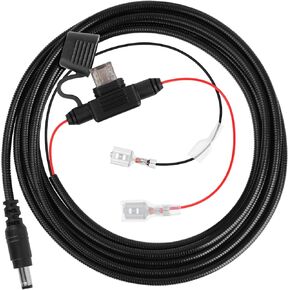 Trail Camera Battery Power Cable Chew Proof Include 2Amp Fuse Compatible with Tactacam Reveal X XB SK,Wise Eye,Spartan Gocam,Covert Cameras,Snyper Cameras,Etc. 4.0x1.7mm DC Plug, 79"
