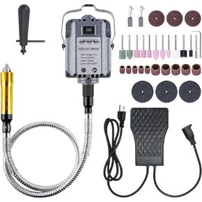 Nisorpa 1000W 30000RPM Flex Shaft Rotary Tool Hanging Grinder Carver with Stepless Speed Foot Pedal Multi-function Grinding Machine Kit with Accessories for Jewelry Polishing Grinding DIY