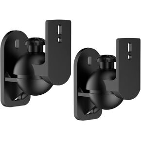 Adjustable Speaker Wall Mount Holder, Bookshelf Speaker Wall Mount Brackets, Surround Sound Speaker Mounts Capacity Upto 3.5 kg Black 2 Pair