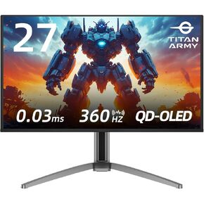 27 Inch 360Hz 1440P Gaming Monitor, 3rd Gen QD-OLED Panel, 0.03ms GTG True 10 Bit, HDR400 109% DCI-P3 147% sRGB, Speakers*2 Swivel Tilt Height Pivot Adjustable Type-C HDMI 2.1, DP1.4, G27T8T