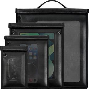 Large Faraday Bags - 4 Pack Faraday Cages for Laptops, Tablets, Phones, Car Keys & Radio, Fireproof & Waterproof Signal Blocking Faraday Key Fob Protector, Travel Anti-theft RFID Faraday Pouch