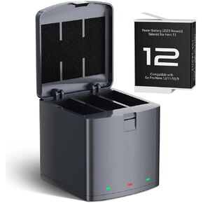 1800mAh Batteries Compatible with Gopro Hero 12 11 10 9 Black with 3 Channel Battery Charging Station