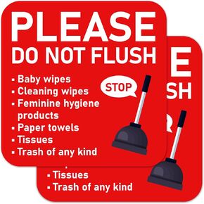 Please Do Not Flush Rule Sign for Bathroom and Business，Self Adhesive Waterproof Do Not Flush Anything Except Toilet Paper Sign Sticker for Business and Home (White）