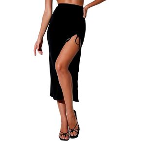 Women's Latin Dance Skirt Tango Slasa Dance Skirt Asymmetrical Hem High Waist Half-Body Skirt Practice Dance Dress