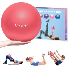Cikyner Soft Pilates Ball, Small Exercise Ball 23-25cm Mini Gym Ball with Inflatable Straw, Suitable for Pilates, Yoga, Full body Training, Physical Therapy and Balance improving at Home, Gym & Office