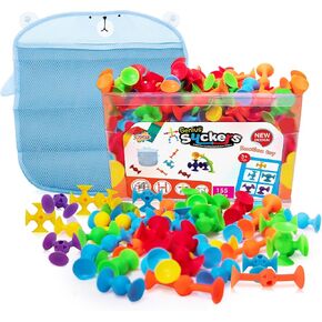ODELA Genius Suckers 155Pcs Suction Toy Kids Sensory Toys – Baby Toy Suckers Building Toys – STEM Development Sucker Toys for Kids – Colorful Suction Toy for 3 Year Olds – Interactive Bath Toy Set
