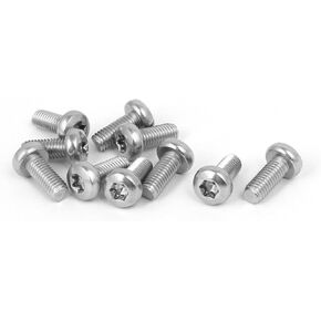uxcell M6 x 16mm 316 Stainless Steel Round Torx Head Machine Screw Silver Tone 10pcs