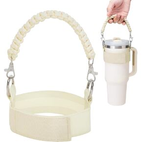 Paracord Handle Removable Water Bottle Handle Weave Water Bottle Holder for 40oz Tumbler Bottle Cup Kettle for Walking Hiking - Black