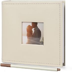 RECUTMS Small Photo Album 4x6 100 Photos Leather Cover with Writing Space, Pictures Book Hold 100 Vertical Photos for Wedding Family Baby Vacation (Gray)