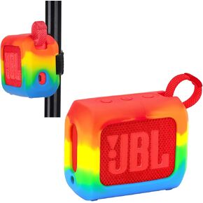 MGZNMTY Portable Silicone Case for JBL Go 4 Ultra Bluetooth Speaker with Removable Strap for Boat Bike Golf Cart (Black)