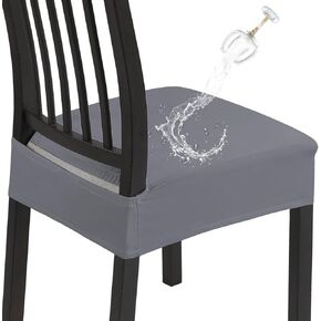 NIBESSER Waterproof Dining Chair Seat Covers Set of 4,Stretch Soft Removable Washable Chairs Covers for Dining Room, Seat Slipcovers Protector for Kitchen Armless Chairs(No Rear,Black TPU)