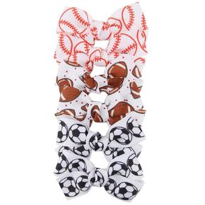 6Pcs Football Hair Bow Clip Baby Girls Sport Soccer Bow Hair Clip Infant Toddler Bowknot Hair Bow, Soccer Gifts for Girls Soccer Team ZFJ47 (Football Set)
