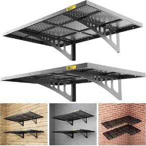 2-Pack 1.64x4ft Adjustable Rail Type Wall Shelves Garage Storage Racks, Suitable for Garage, Storage Room, Kitchens Wall Mounted Floating Shelf (White)