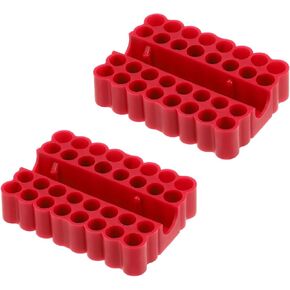 HARFINGTON 2pcs Plastic Hex Shank Screwdriver Bit Holder Organizer 32 Holes 1/4 Inch Plastic Drill Bits Storage Case for Any 1/4" Hex Shank Metal Driver Bits Use, Red