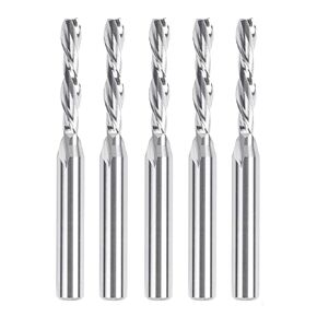 SpeTool 5PCS Downcut Spiral Router Bit 1/4" Shank 3/16" Cutting Diameter Carbide End Mill CNC Wood Router Bits for Slotting Trimming