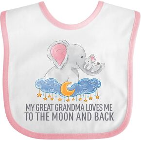 inktastic My Great Grandma Loves Me To the Moon and Back Elephants Baby Bib