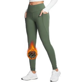 BALEAF 25''/30'' Women's Fleece Lined Leggings Water Resistant High Waist Winter Running Hiking Pants Zipper Pockets