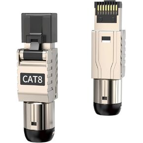 موصلات RJ45 أداة مجانية Cat 8، Cat8 قابس إنهاء المجال المحمي RJ45 مقابس معيارية لـ 2000 ميجا هرتز 2 جيجا هرتز 40 جيجا كابل LAN صلب محمي مزدوج 22AWG-24AWG، عبوتان in Kuwait