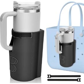 Winceed Cup Holder for Bogg Bag Stanley, Silicone Drink Holder Attachment for All Bogg Bags Fits Standard 16-40 oz Tumbler, Water Bottle Holder Accessories for Simple Modern Beach Bag (Turquoise)