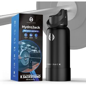 Flask-Style Water Bottle w/ 505 lb. weight capacity Deadlift Jack Stand with Phone Slot for Weightlifting (Matcha Green)