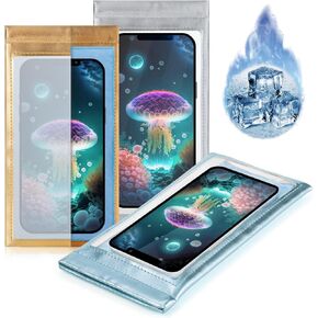 TRIUMPH VISION Cooling Pack Squeeze Phone Sleeve Clear Window Touch Screen PU Leather Phone Pouch Cell Phone Soft Cases Keep Phone Cool 3Pack