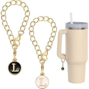 Heart Charm for Stanley Cup, Flower Handle Charm Stanley Cup Accessories, Personalized Name ID Water Bottle Charm Accessories for Stanley Cup Tumbler Yeti Identification, 2 Pack