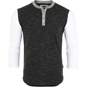 ZIMEGO Men's Baseball 3/4 Sleeve Shirts – Casual Crewneck Button Henley Color Block Athletic Fashion Tops