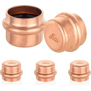 10-Pack Copper Press End Cap(Plug), 1/2" Copper Pressure Fittings, Press Fit for Copper Tube Connection