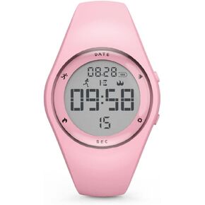 Kids Digital Watch, with Pedometer, Non-Bluetooth Fitness Tracker, Waterproof Watch, Alarm Clock, Stopwatch, Great Gift for for Teens Girls Boys (Pink/White)