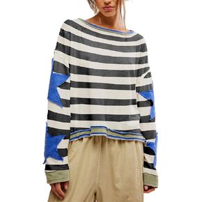 Women Oversized Sweatshirt Star Graphic Drop Shoulder Sloutchy Fit Pullover Tops Y2k Long Sleeve Shirt