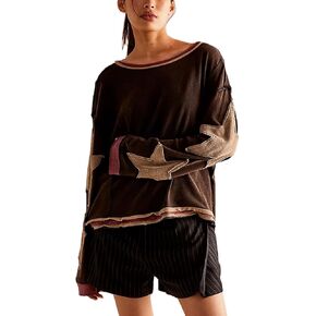 Women Oversized Sweatshirt Star Graphic Drop Shoulder Sloutchy Fit Pullover Tops Y2k Long Sleeve Shirt in Kuwait