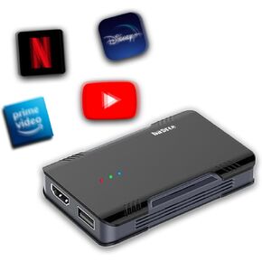 Wireless CarPlay & Android Auto Adapter, Supports Netflix/YouTube/Disney+ /Prime Video Streaming, Car Play AI Box with HDMI/AV Output/USB, Compatible with Cars with OEM Wired CarPlay