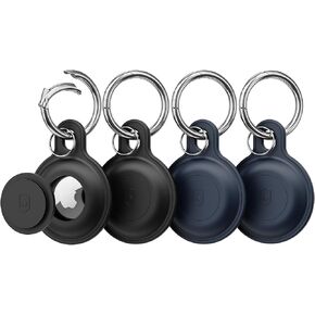 AirTag Holder Air Tags-4 Pack IPX8 Waterproof Apple AirTag Case Silicone AirTags 4 Pack Protective Airtag Keychain