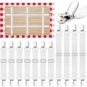 20 Pcs Hidden Strap Tablecloth Clips Adjustable Bed Sheet Fasteners Windproof Table Cover Holder Clamps for Outdoor Picnic Party Camping Tablecloth Bed Clip Indoor Home Dinner(2 Size)