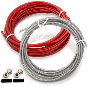 Replacement Cable for Speed Jump Rope - 2 x 10ft Replacement Cords - with Screws and End Caps