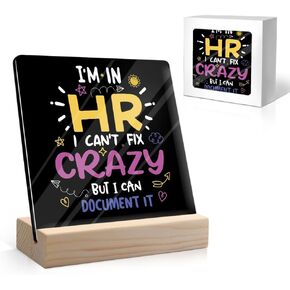 HR Manager Definition Acrylic Sign with Wooden Stand, Funny HR Manager Gift, Retirement Birthday Appreciation Gift for HR Manager, Human Resources Gift, HR Thank You Gift, HR Coworker Gift