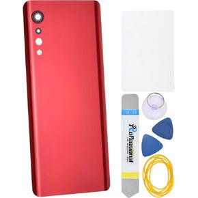 Red Acrylic Glass Cover Housing Door Replacement Backs for LG Velvet Velvet 5G Including Rear Camera Glass Lens Pre-Install Adhesive and Installation Instruction Tool Kit