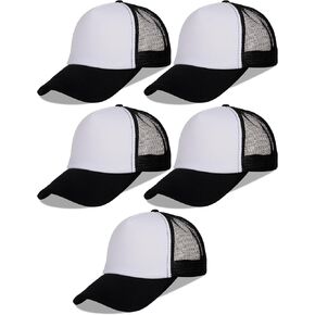 5 Pcs Sublimation Blank Trucker Hats Bulk Mesh Baseball Cap Polyester Mesh Trucker Hat Adjustable Buckle for Men Women