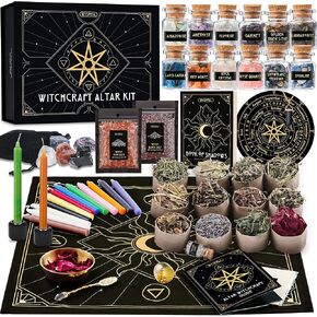 Wyspell Large Witchcraft Kit 64 PCS - Witch Altar Spell Kit - Wiccan Supplies and Tools - Witch Set for Beginners Witchcraft Supplies Kit