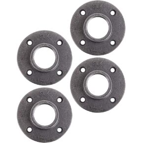 PIPE DECOR 3/8" Malleable Iron Floor Flange 10 Pack, Industrial Steel Grey Fits Standard Three Eighth Inch Threaded Black Pipes and Fittings, Vintage DIY Shelving, Real Plumbing Flanges