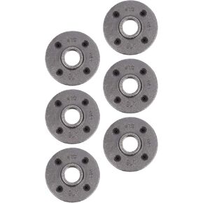 PIPE DECOR 3/8" Malleable Iron Floor Flange 10 Pack, Industrial Steel Grey Fits Standard Three Eighth Inch Threaded Black Pipes and Fittings, Vintage DIY Shelving, Real Plumbing Flanges