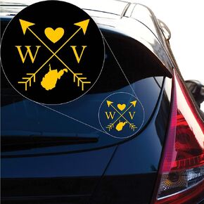 Yoonek Graphics West Virginia Love Cross Arrow State WV Decal Sticker for Car Window, Laptop and More. # 1114 (6" x 6", White)