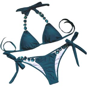 Colf Women's Halter Bikini Swimsuit Two Piece Rhinestone Bikini Set Bikini Bathing Suit